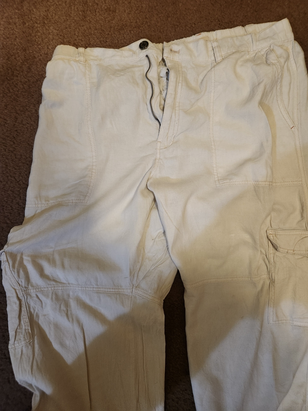 Anthropologie Wide-Leg Cargo Pants in Cream